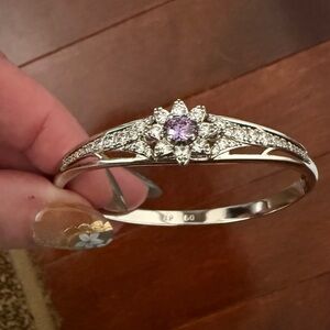 Elegant Silver and Purple Women's Bangle Bracelet